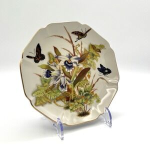 Toyo Tropical Orchid Japan Porcelain‎ Plate Butterfly Floral Gilt Maggie
